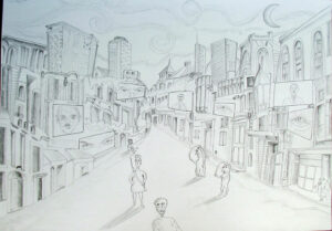 1984, 2022, crayon sur papier, 50 x 62 cm