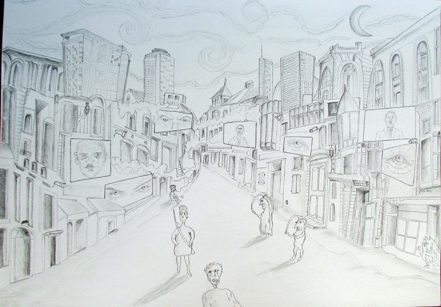 1984, 2022, crayon sur papier, 50 x 62 cm