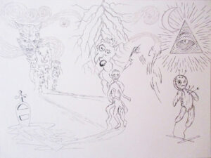 Persécution, 2021, encre sur papier, 49 x 36 cm