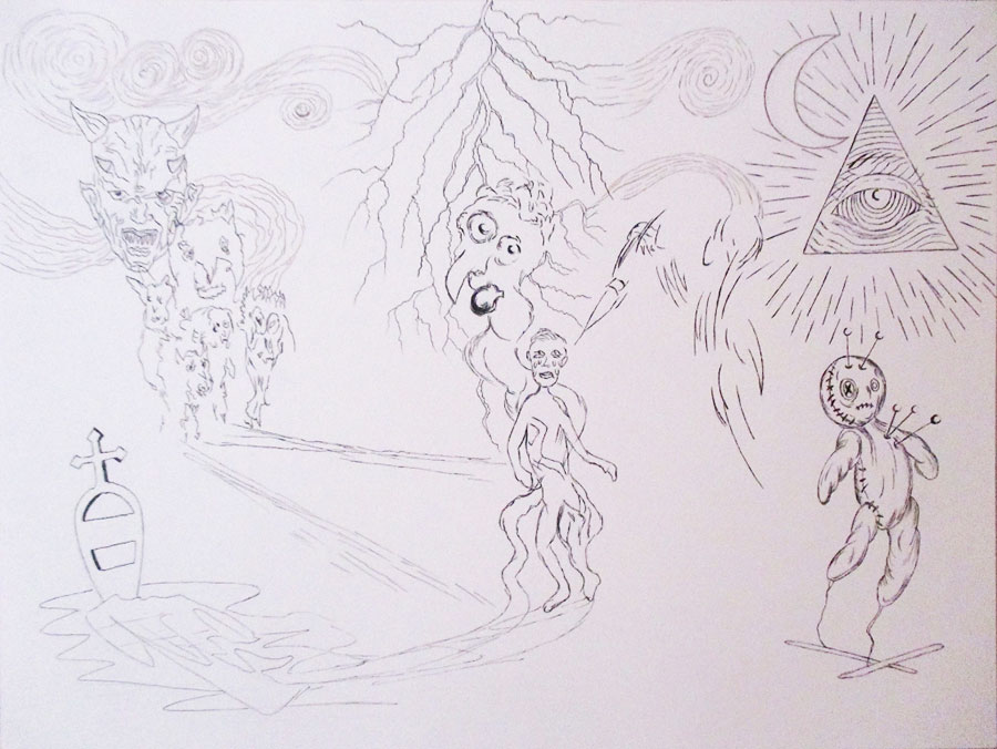 Persécution, 2021, encre sur papier, 49 x 36 cm