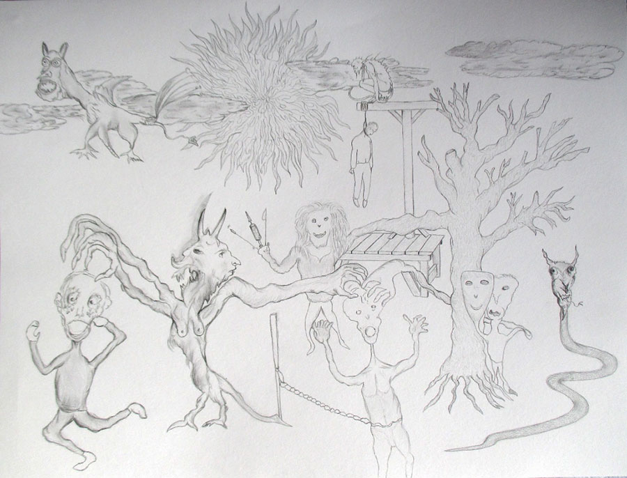 Rêve cruel, 2021, crayon et fusain sur papier, 50 x 65 cm