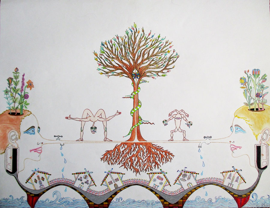 L’arbre du délire, 2016, aquarelle et stylo sur papier, 50 x 65 cm