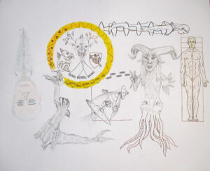 Les codes, 2021, crayon, pastel, et feutre sur papier, 50 x 65 cm