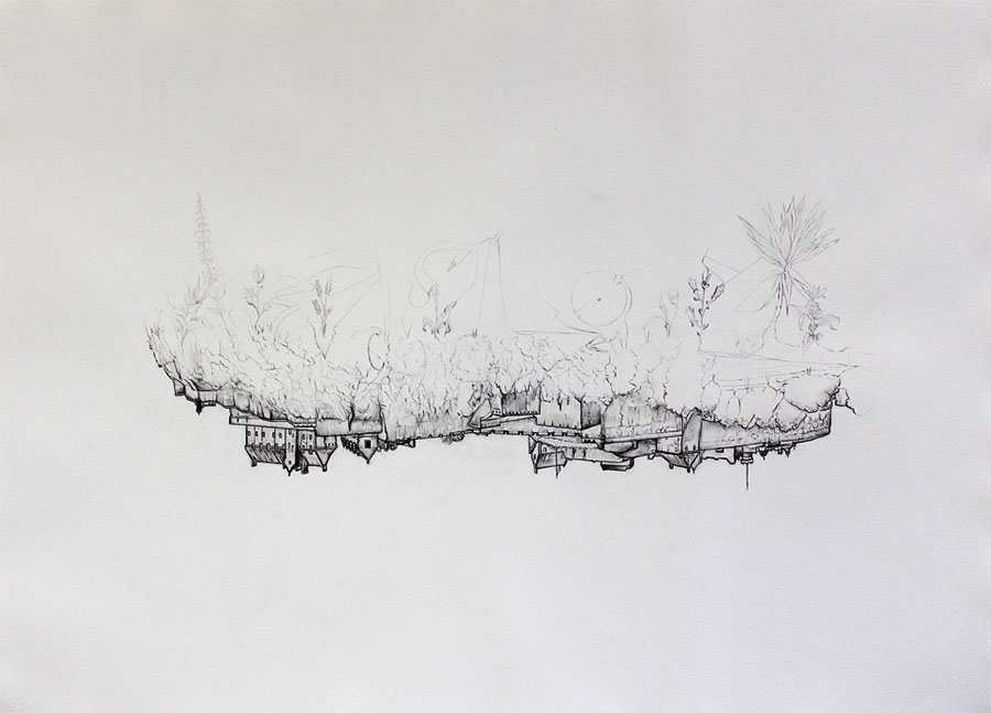 Retour à nos racines I, 2017, crayon sur papier, 110 x 75,9 cm.