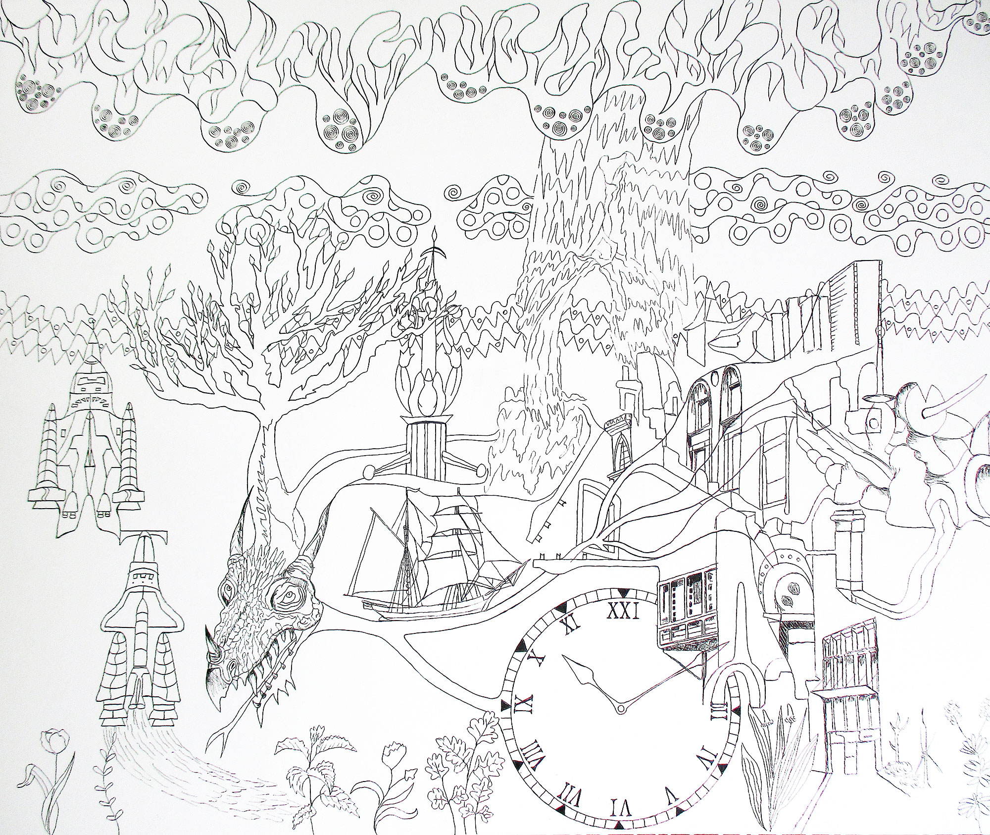 Sans-titre, 2023, encre sur papier, 50 x 60,1 cm