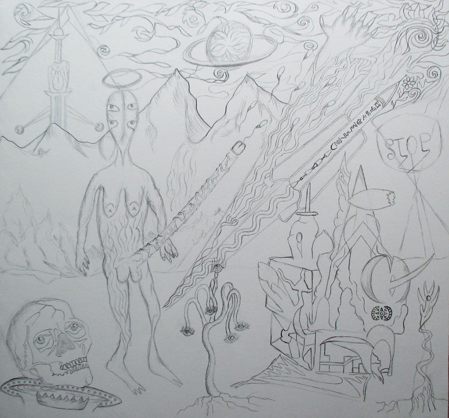 Stop, 2022, crayon sur papier, 38,4 x 36 cm