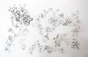 Déformation abstraite, 2018, crayon et encre noire sur papier, 100 x 75,9 cm