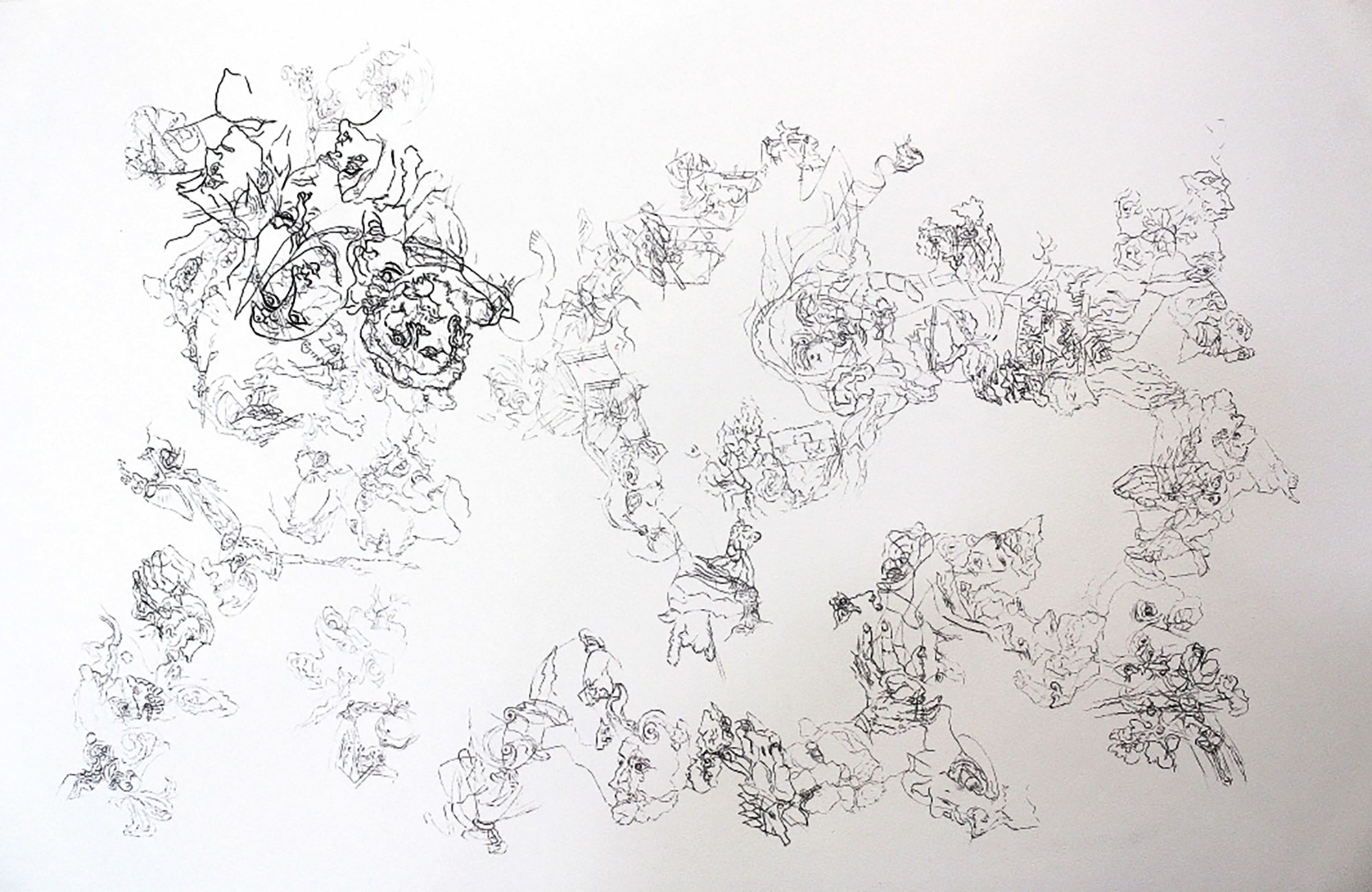 Déformation abstraite, 2018, crayon et encre noire sur papier, 100 x 75,9 cm
