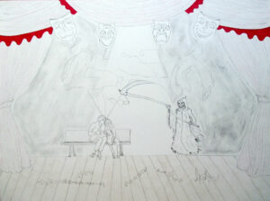 La mort des amoureux, 2021, crayon et feutre sur papier, 49 x 36 cm