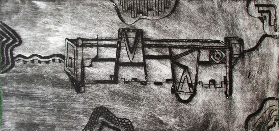 Sans-titre, 2020, gravure à l’eau forte, 32 x 16 cm