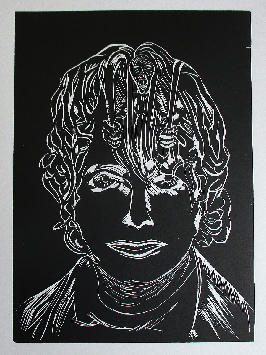 Le cri de la vie, 2023, linogravure, 21,2 x 29 cm.