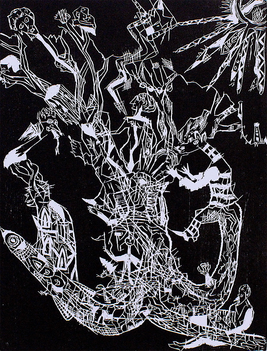 Sans-titre, 2017, gravure sur bois, 60,2 x 80,1 cm
