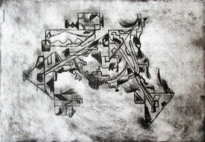 Sans-titre, 2020, gravure à l’eau forte, 24 x 16,5 cm.