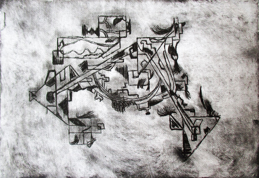 Sans-titre, 2020, gravure à l’eau forte, 24 x 16,5 cm.