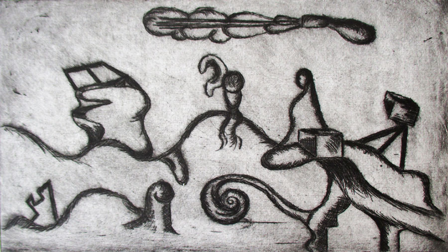 Paysage I, 2019, gravure à l’eau forte, 27 x 15 cm