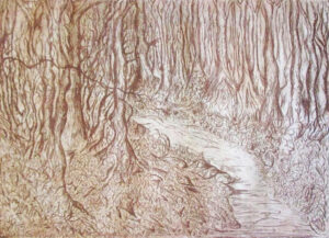 Sans-titre, 2018, gravure à l’eau forte, 19,8 x 20,1 cm.