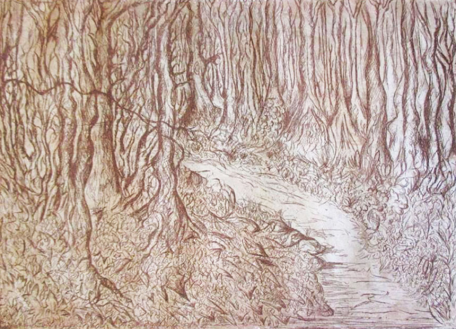 Sans-titre, 2018, gravure à l’eau forte, 19,8 x 20,1 cm.