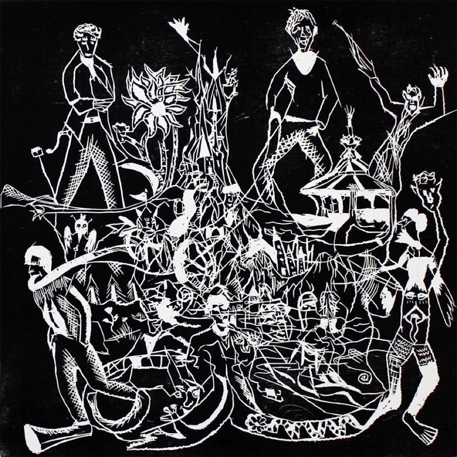 Sans-titre, 2017, gravure sur bois, 70 x 102 cm.