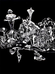 Sans-titre, 2017, gravure sur bois, 60,2 x 80,1 cm