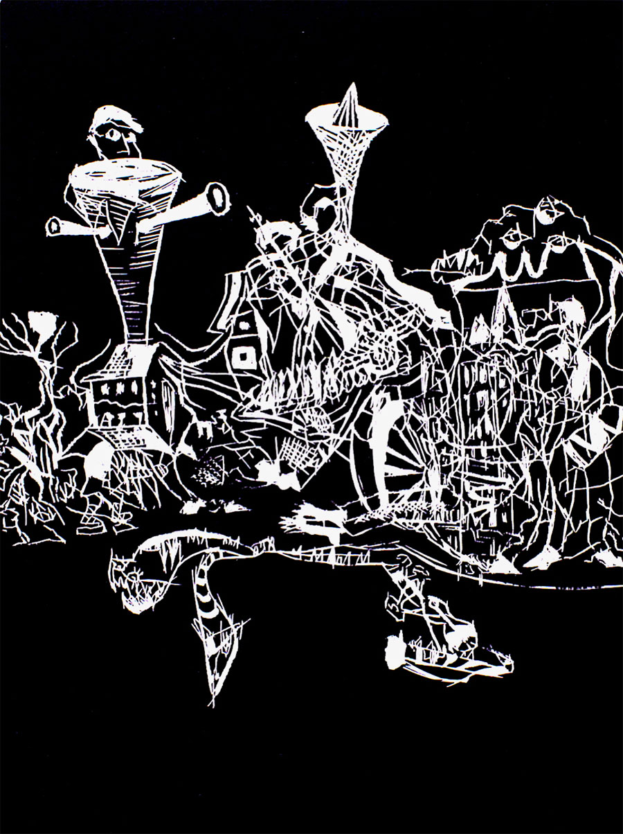 Sans-titre, 2017, gravure sur bois, 60,2 x 80,1 cm