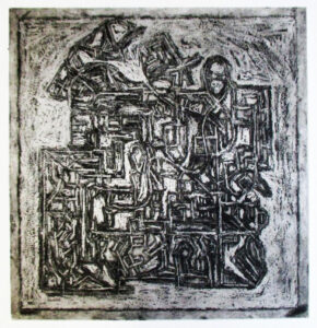 Formes Muséales II, 2018, gravure à l’aquatinte, 29 x 30,3 cm.