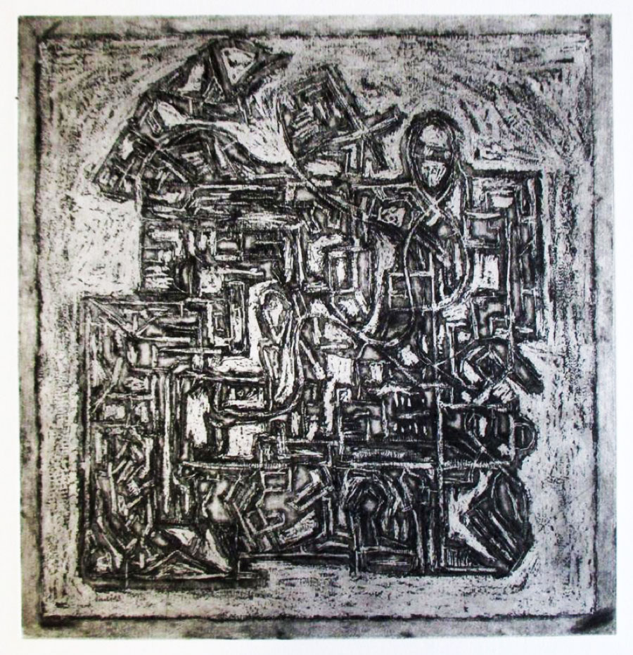 Formes Muséales II, 2018, gravure à l’aquatinte, 29 x 30,3 cm.