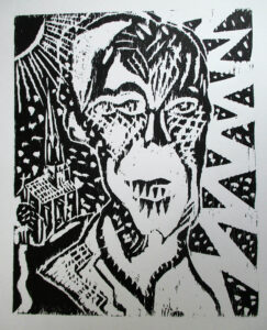 Illumination, 2023, gravure sur bois, 24,1 cm x 30,1 cm
