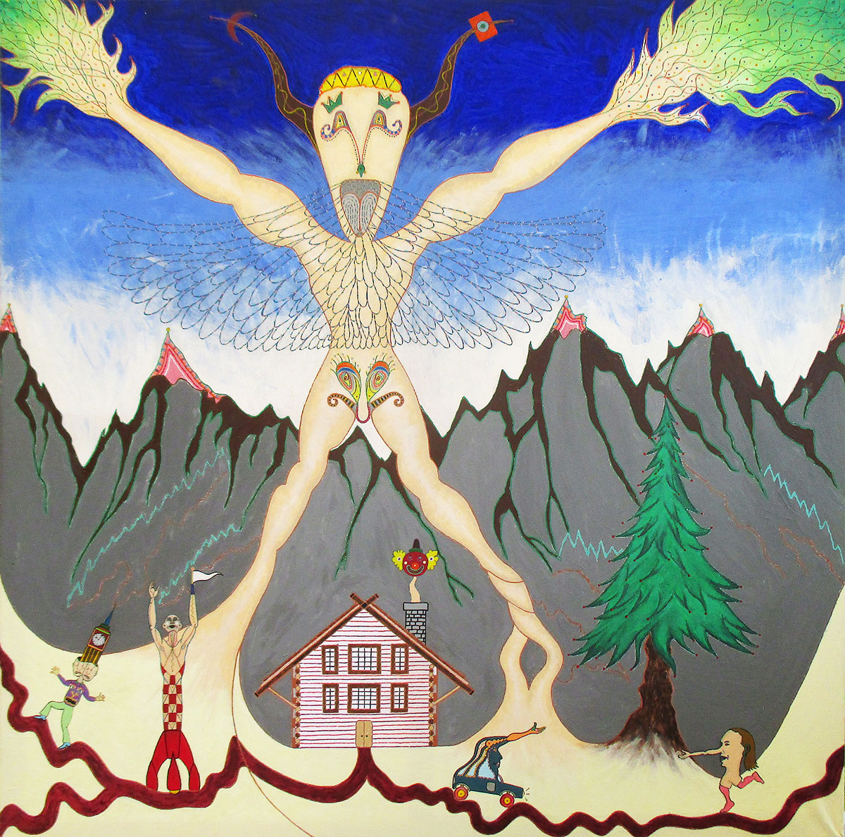 Le chalet, 2016, acrylique sur toile, 100 x 100 cm.