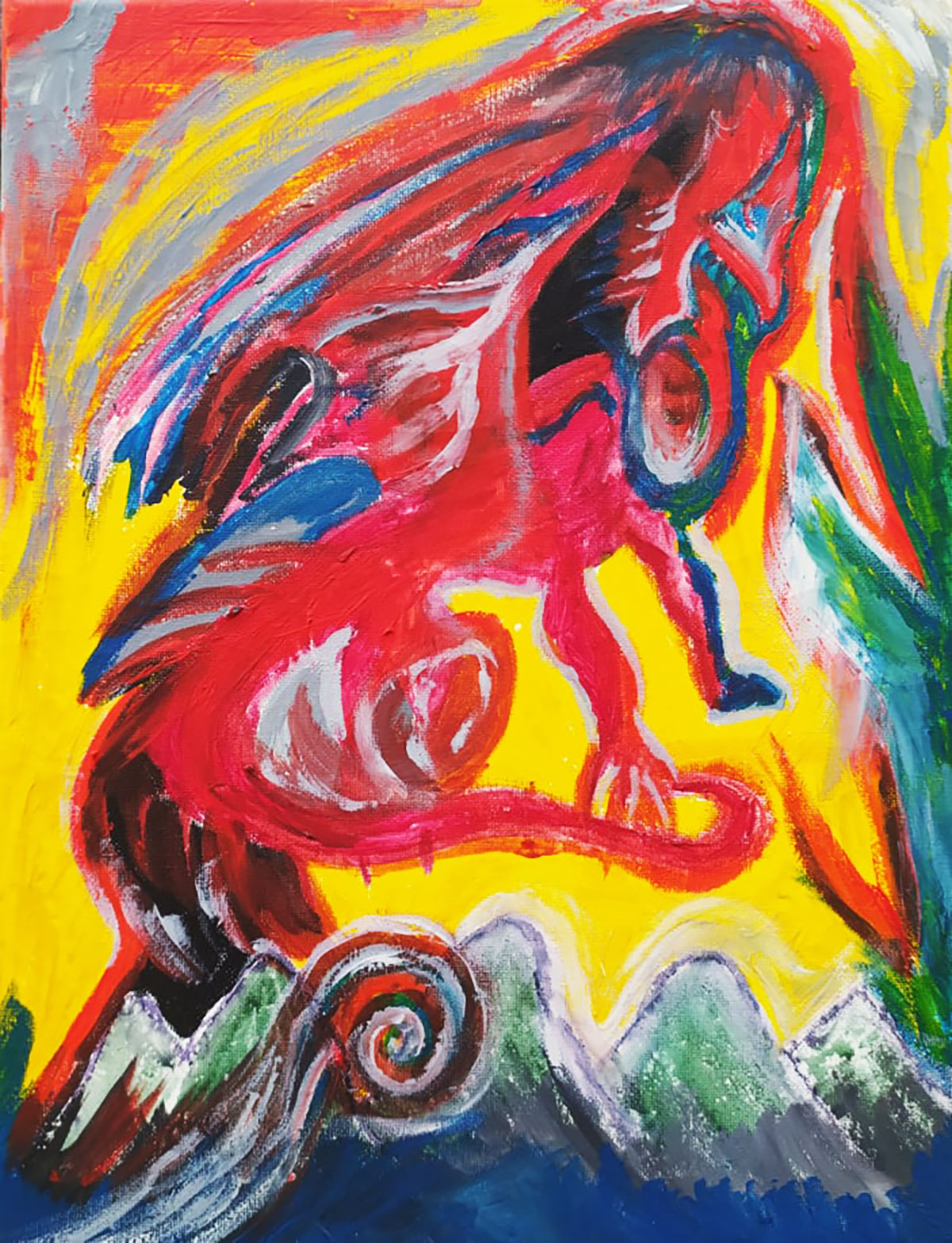 Le Silmarillion, 2021, gouache sur toile, 30 x 40 cm.