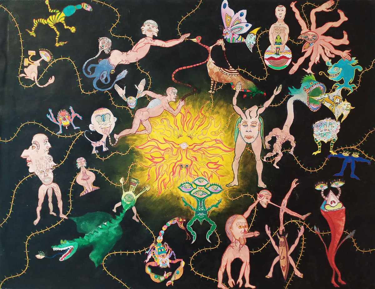 Le cri flamboyant, 2021, acrylique sur papier, 50 x 65 cm.