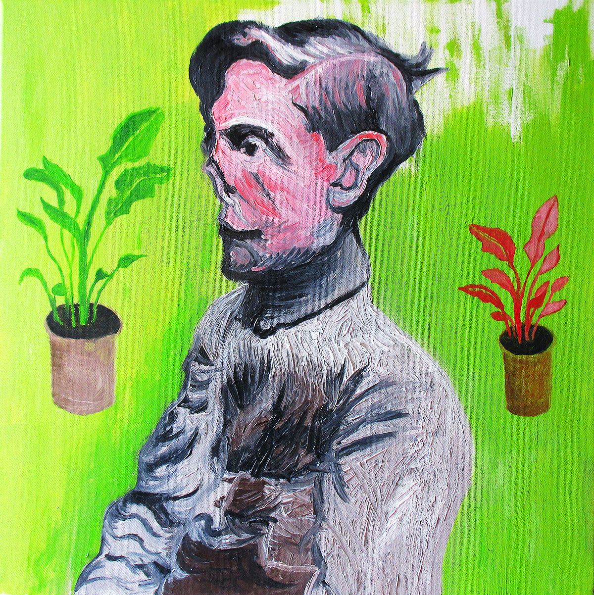 Gueule cassée II, 2023, huile sur toile, 50 x 50 cm.