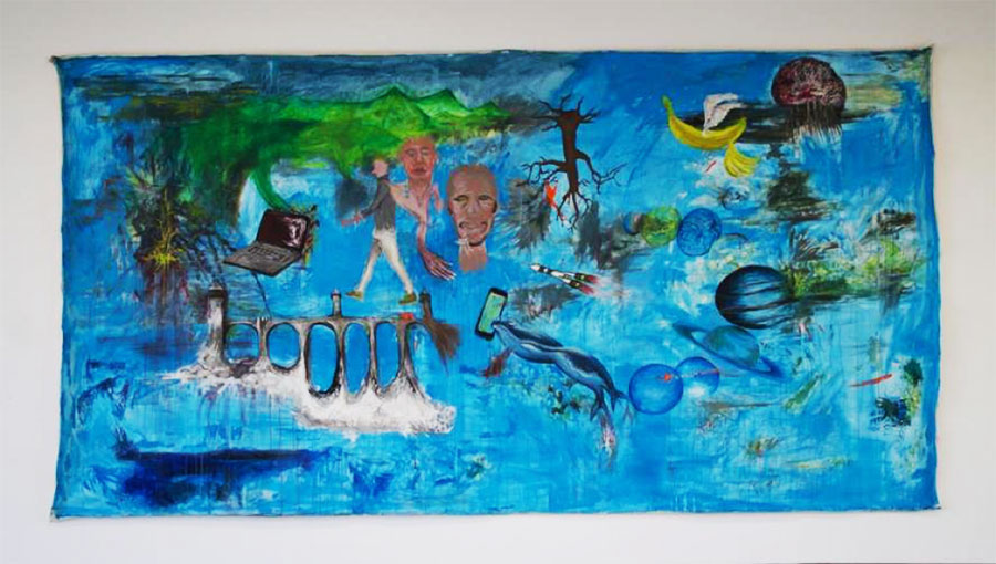 Le numérique, 2018, acrylique sur toile, 250 x 450 cm