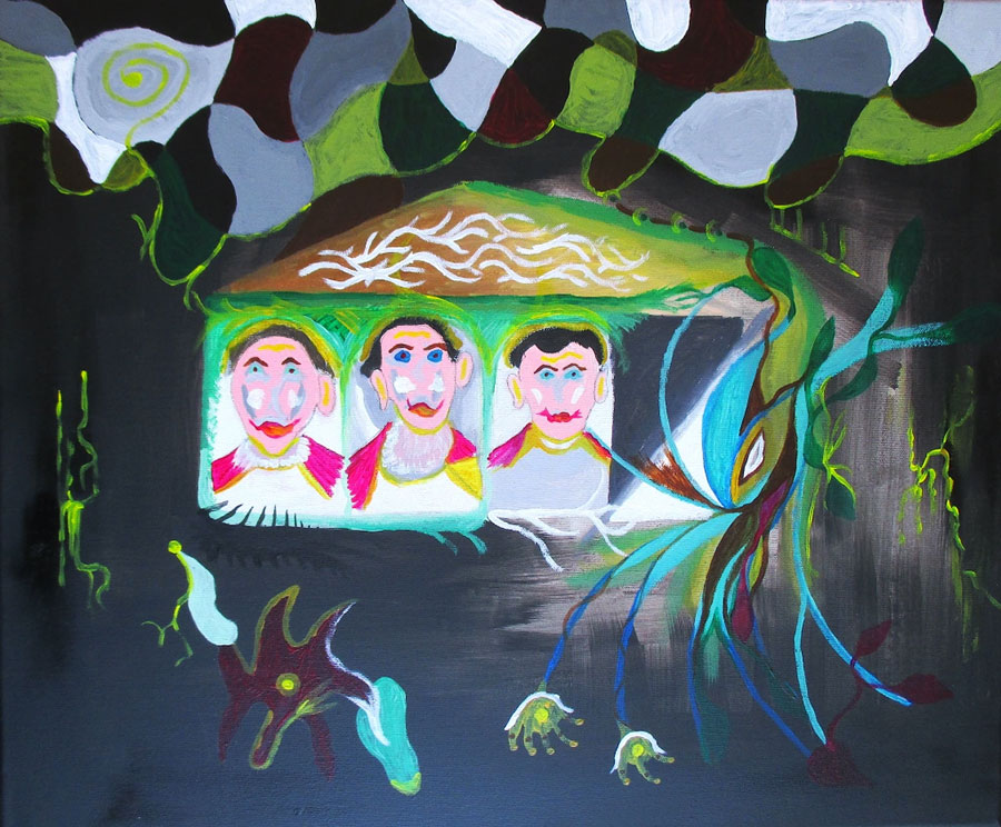 Sans-titre, 2023, acrylique et huile sur toile, 50 x 60 cm
