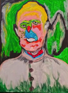 Gueule cassée, 2021, gouache et acrylique sur toile, 30 x 40 cm.