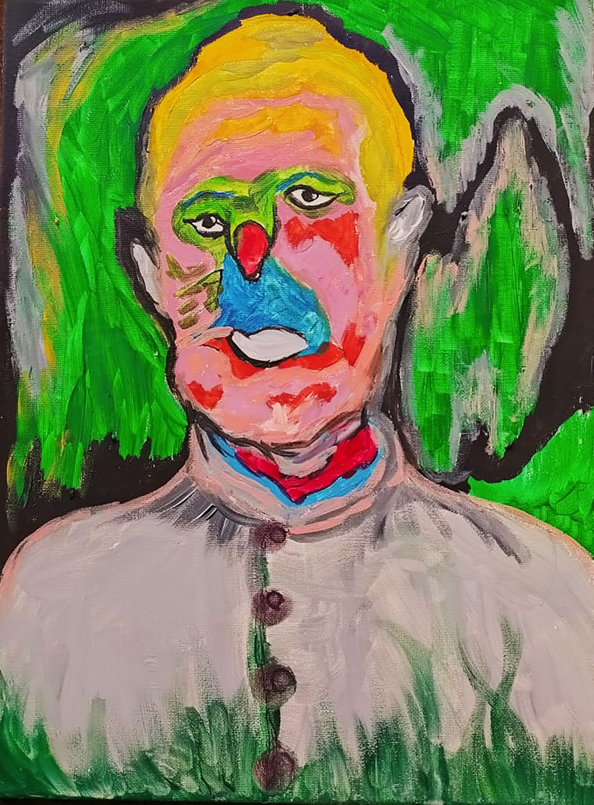 Gueule cassée, 2021, gouache et acrylique sur toile, 30 x 40 cm.