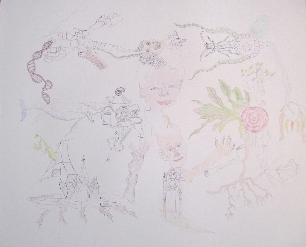 Evasion onirique, 2021, crayon sur papier, 50 x 65 cm.
