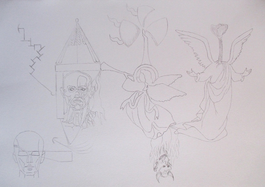 L’appel angélique, 2021, crayon sur papier, 42 x 29,5 cm.
