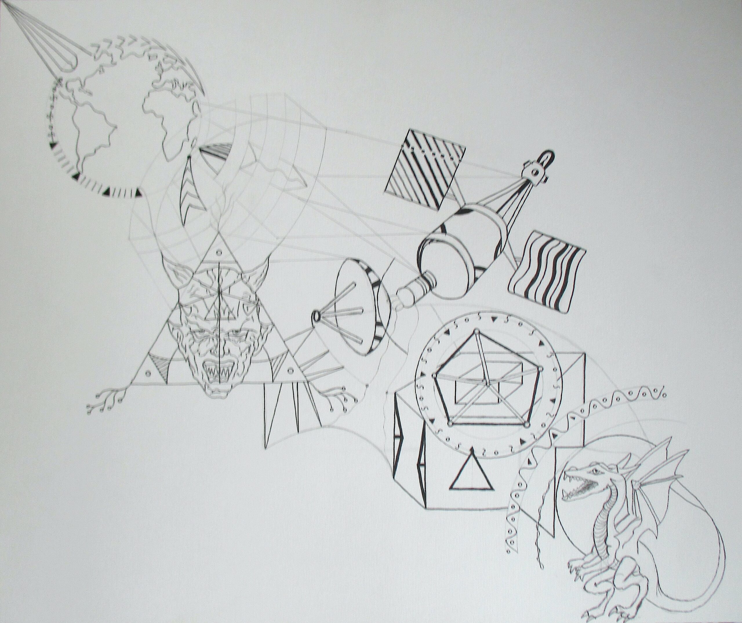 Sans-titre, 2023, encre et crayon sur papier, 43,1 x 36,1 cm.-min