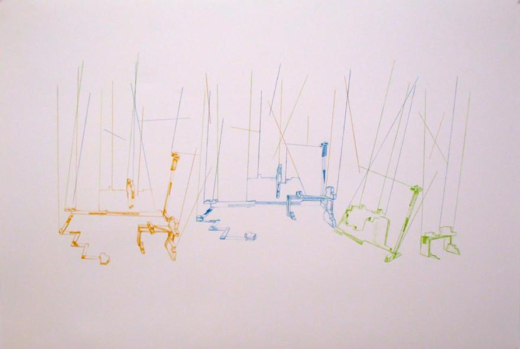 Structures élémentiques, 2019, crayon sur papier, 100 x 75,9 cm.