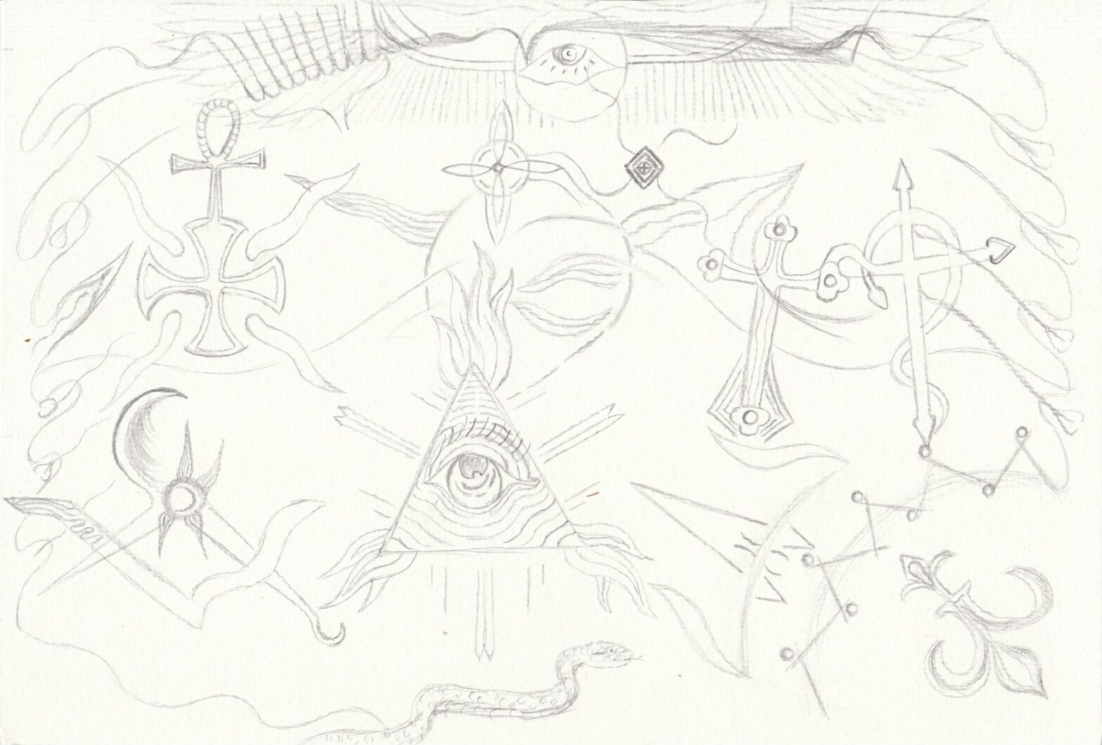 Symbole I, 2022, crayon sur papier, 29,7 x 20,2 cm.