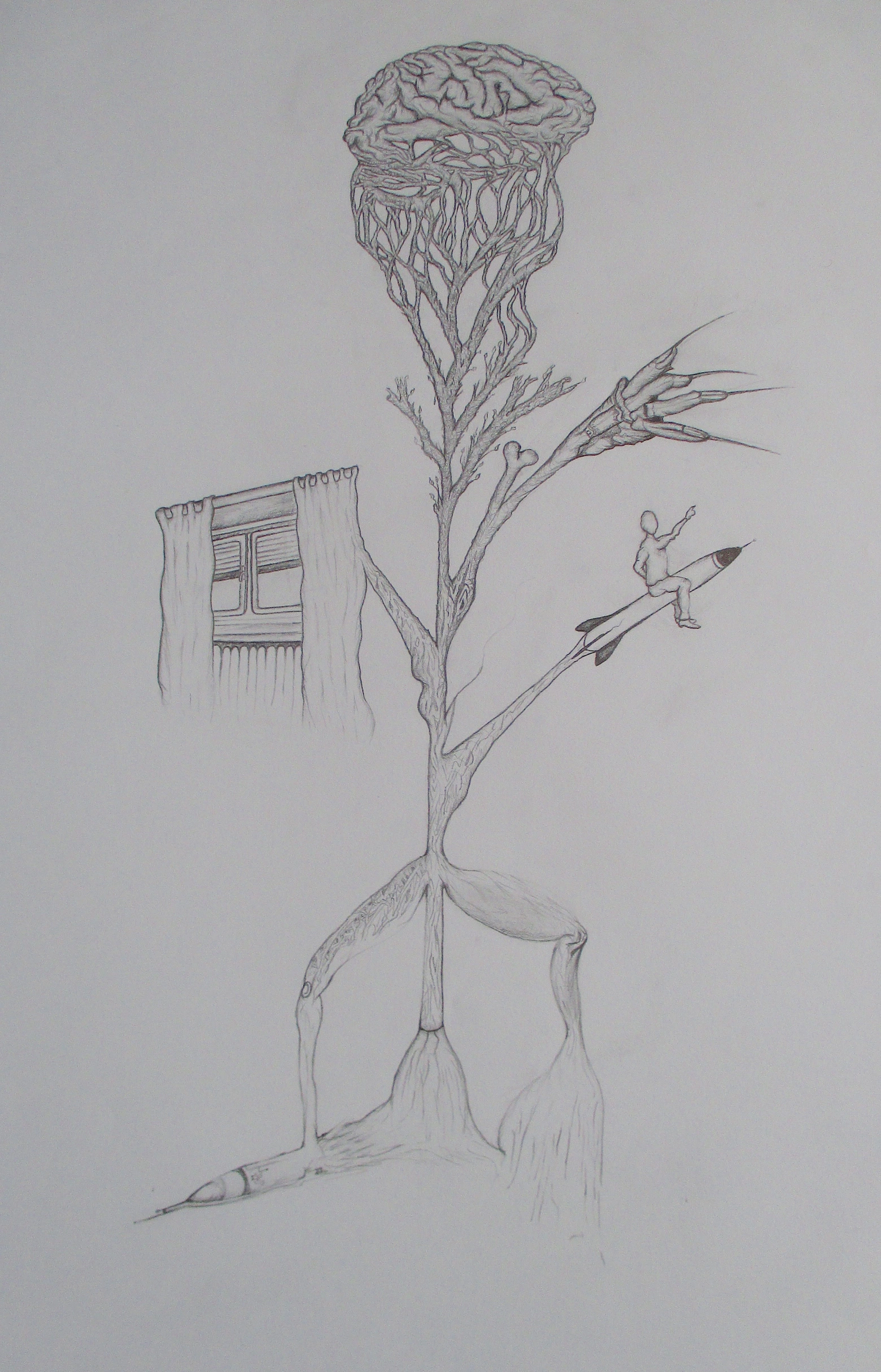 Fuite, crayon sur papier, 42 x 59,5 cm.