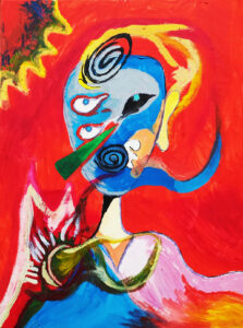 Portrait, 2021, gouache et acrylique sur toile, 30 x 40 cm.