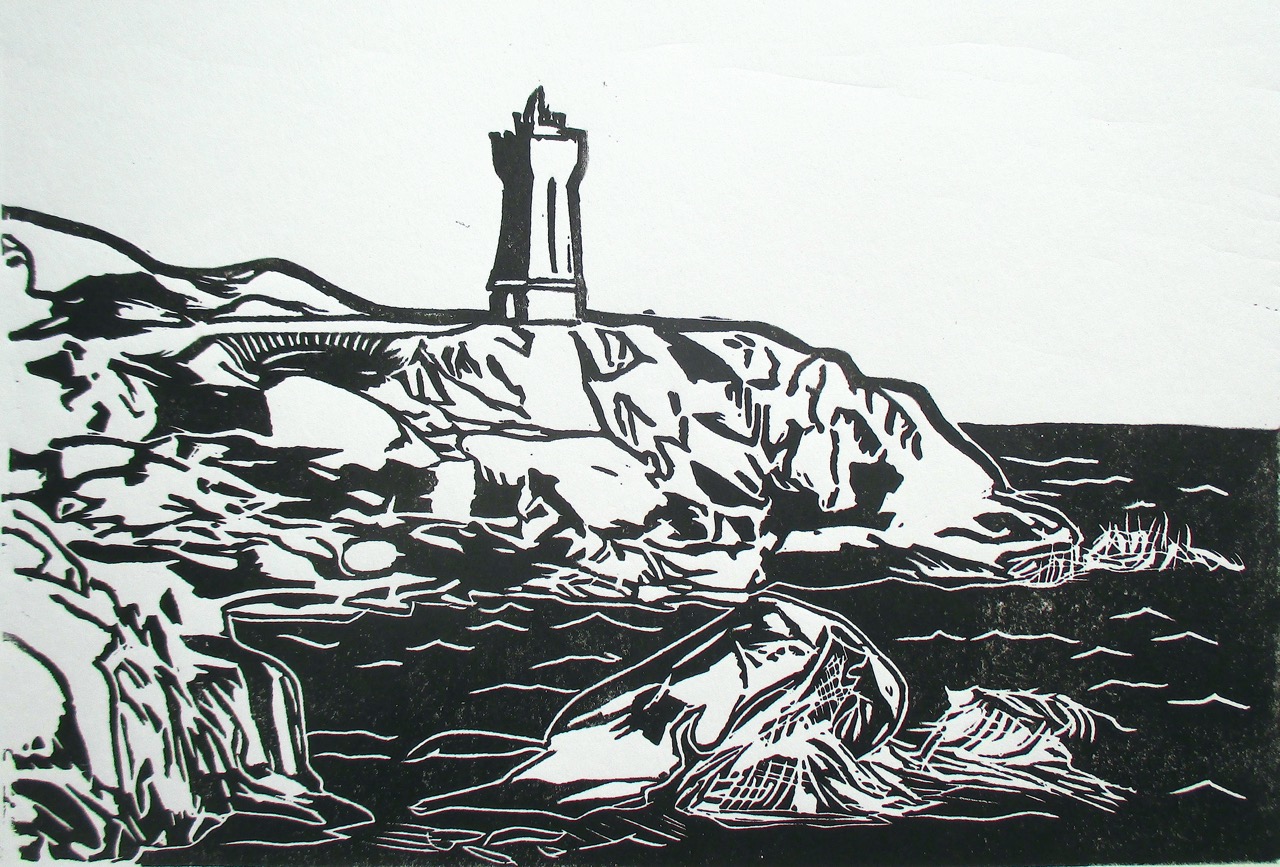 PAYSAGE DE BRETAGNE, 2024, LINOGRAVURE, 18 x 28,6 CM.