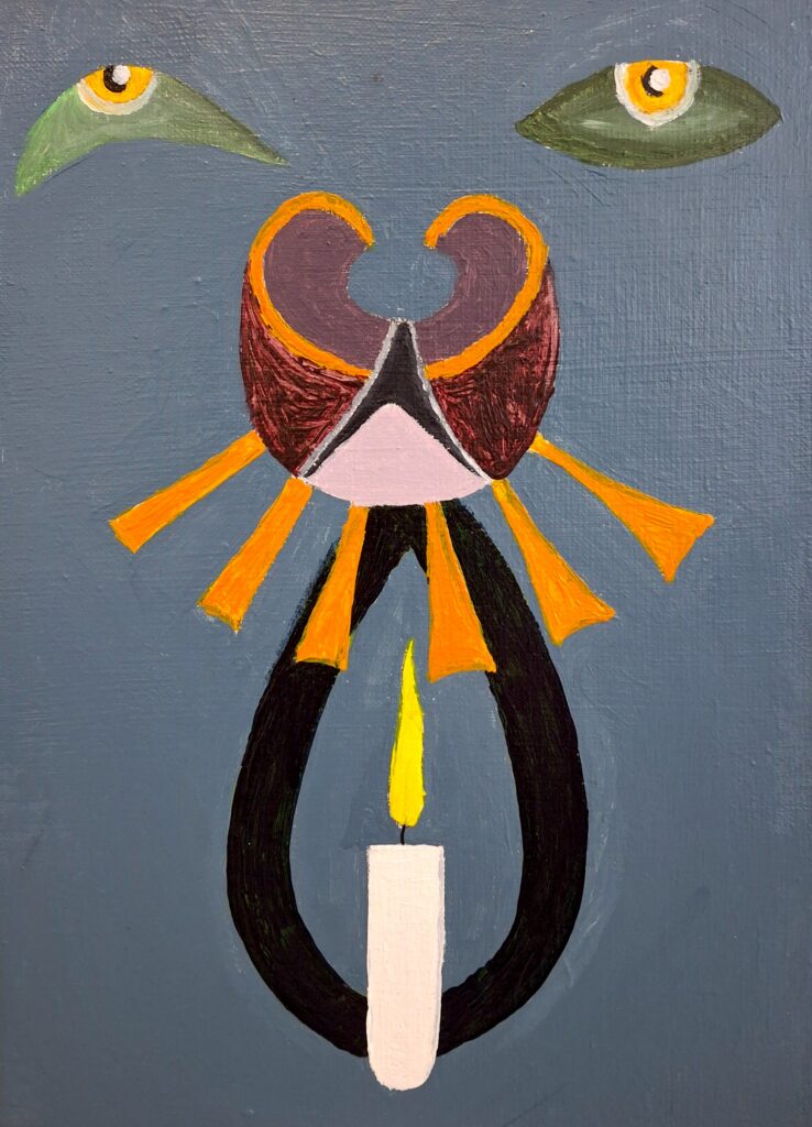 Archétype naïf, 2025, acrylique sur toile, 24 x 33 cm.