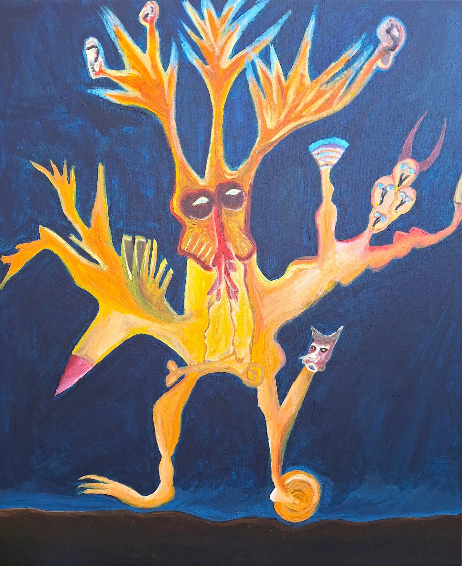 Créature absurde, 2025, acrylique sur toile, 54 x 65 cm.