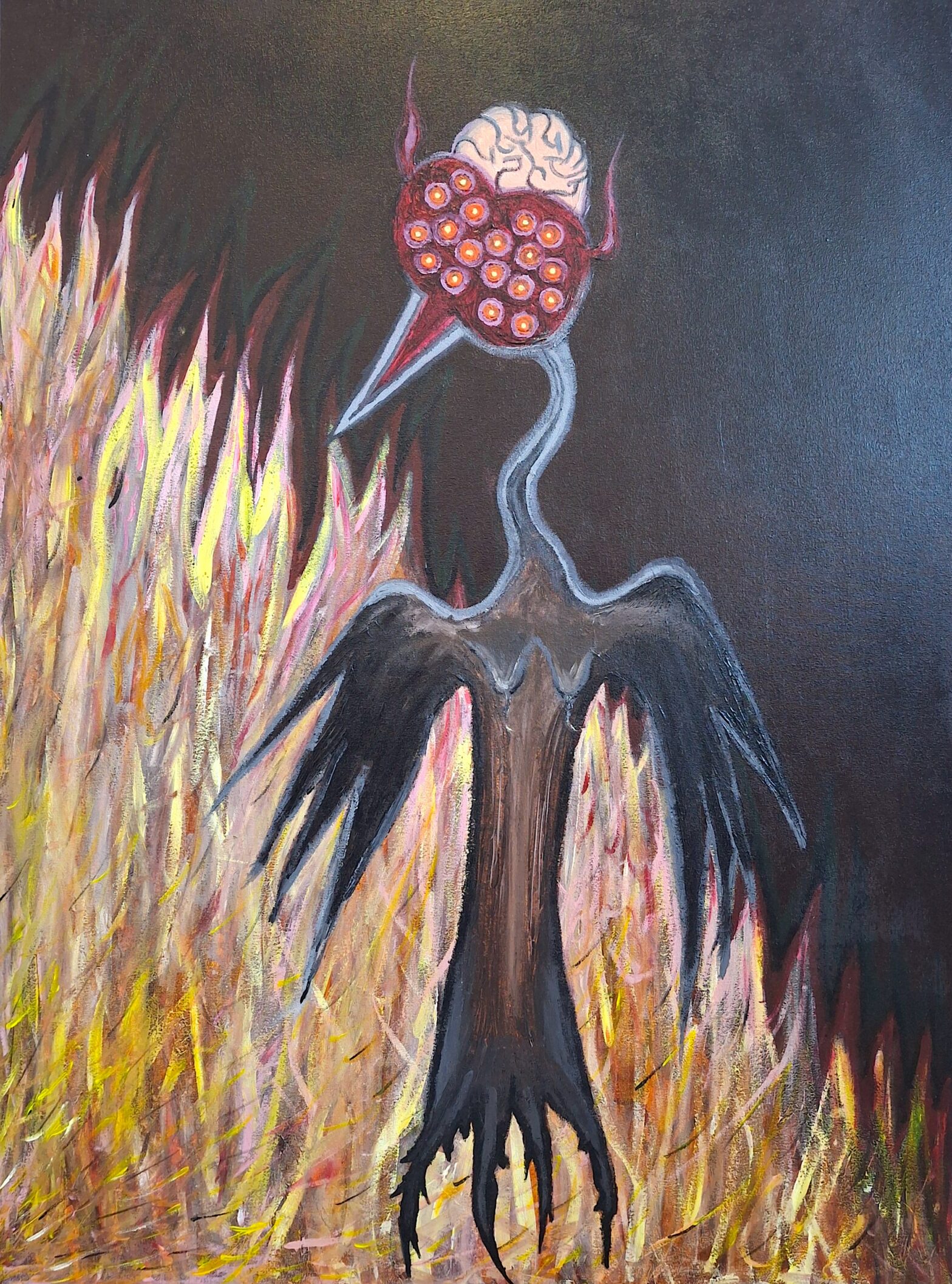 Créature chimérique, 2025, acrylique sur toile, 60 x 80 cm.