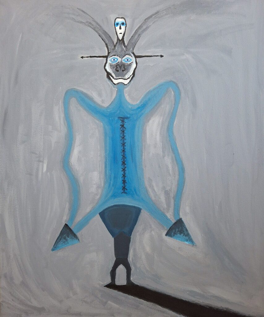 Créature absurde, 2025, acrylique sur toile, 54 x 65 cm.