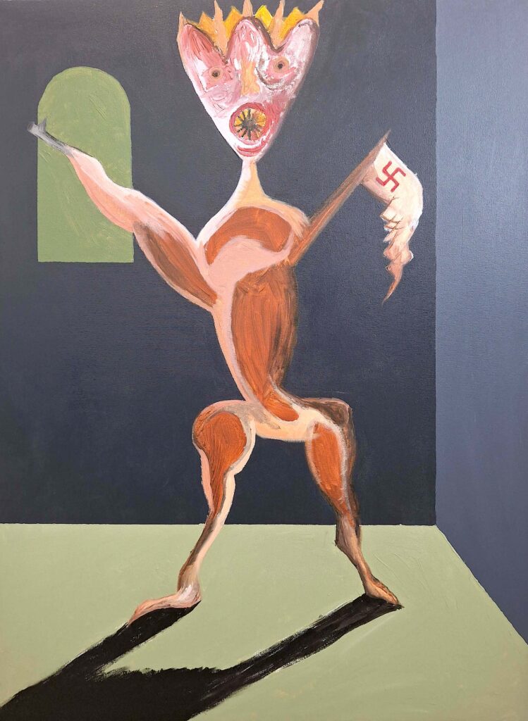 Créature absurde, le retour du fascisme, 2025, acrylique sur toile, 60 x 80 cm.