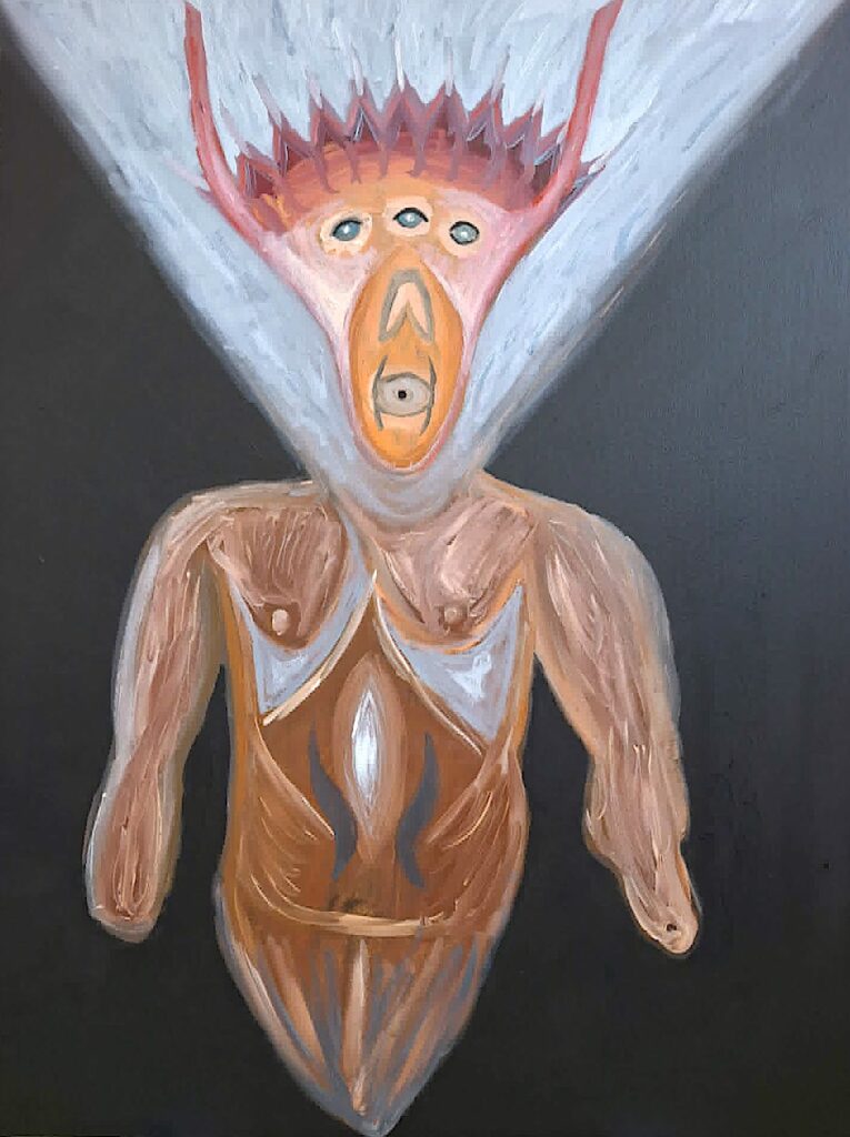 Créature, 2026, huile sur toile, 60 x 80 cm.