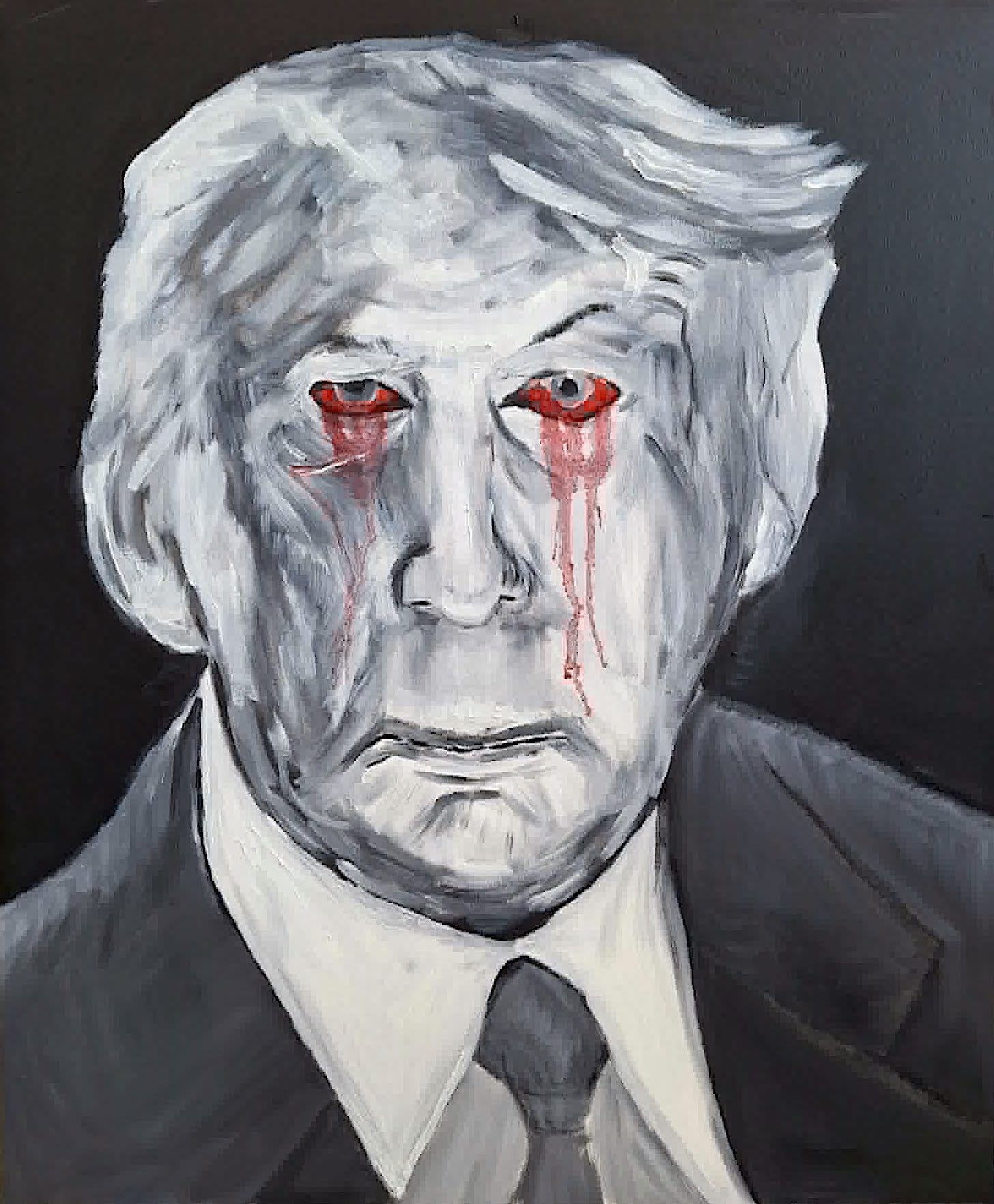 Bloody Trump, 2026, huile sur toile, 54 x 65 cm.